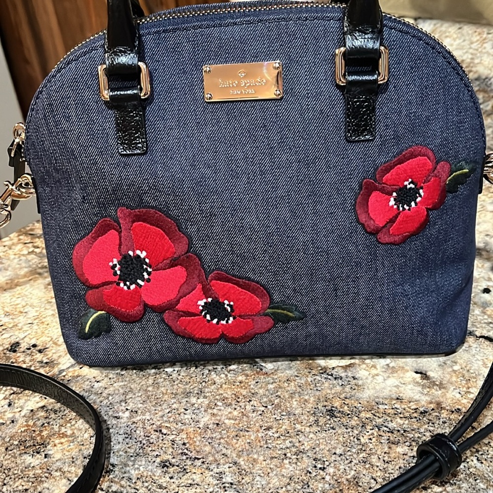 Kate Spade EUC Floral Denim Carli Bag - Picture 2 of 11
